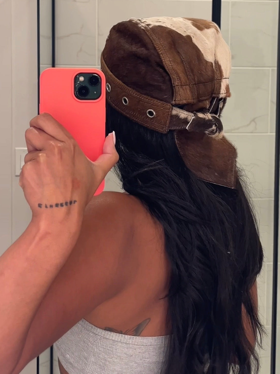 Imitation Cowhide Material Silver Eyelet Decorative Hat