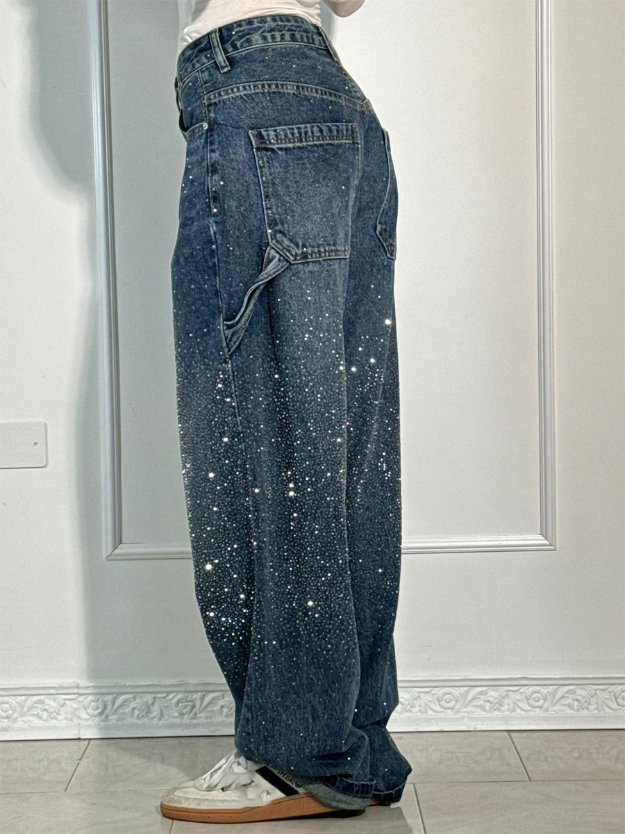 Rhinestone Sparkle High Waist Rhinestone Jeans