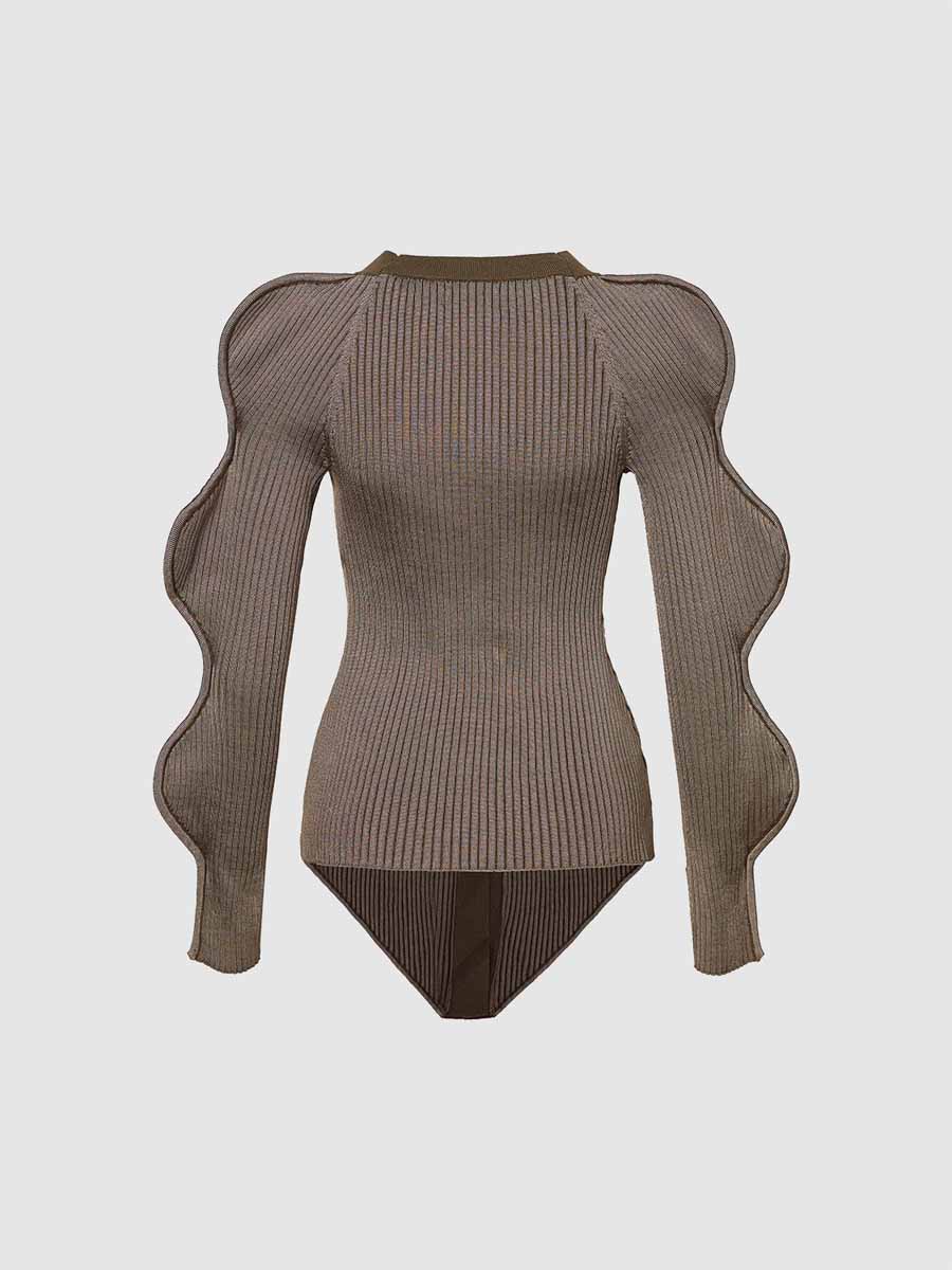 Wave Sleeve Knitted Cardigan