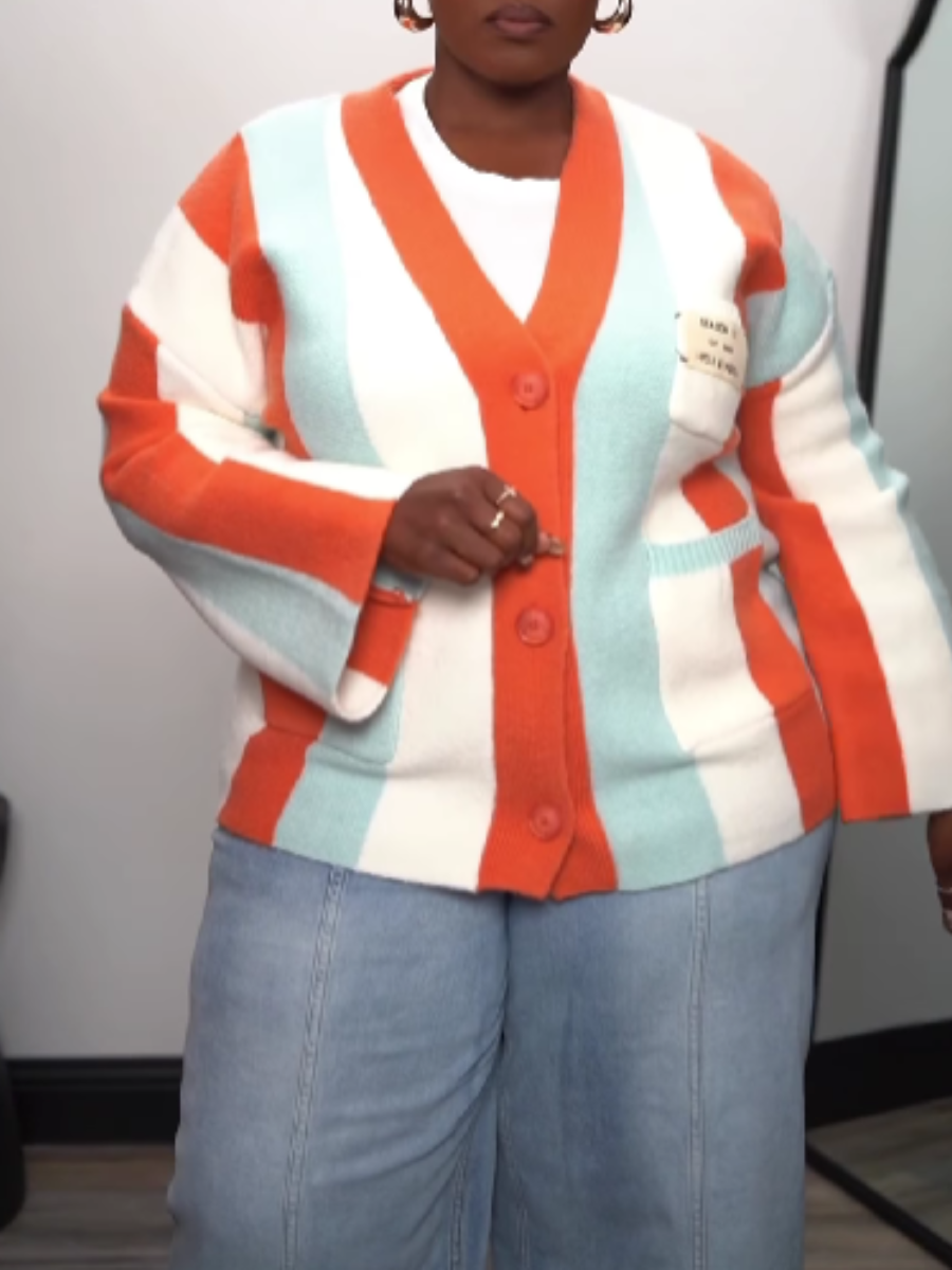 Contrast Bohemian Striped Knit Cardigan