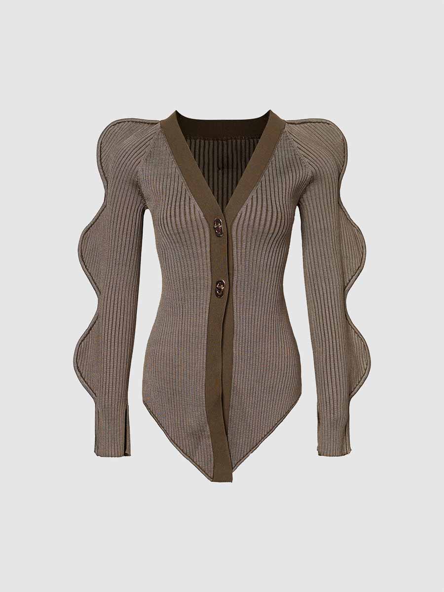 Wave Sleeve Knitted Cardigan