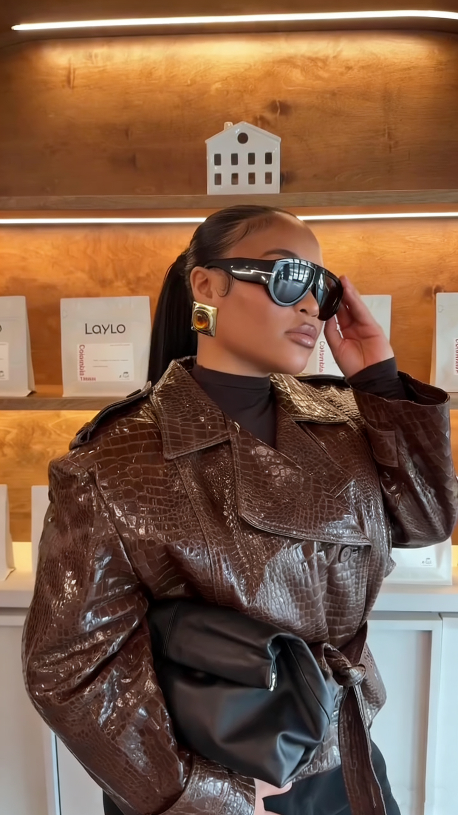 Glossy crocodile leather jacket