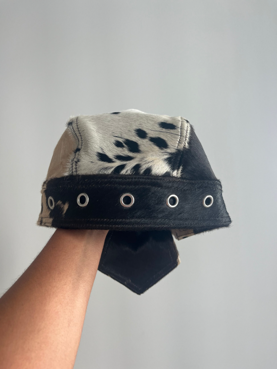 Imitation Cowhide Material Silver Eyelet Decorative Hat