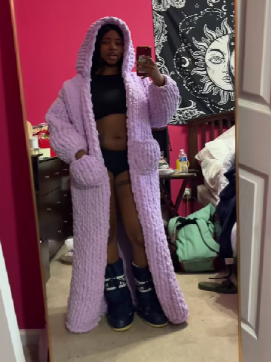 Hooded Knitted Long Coat