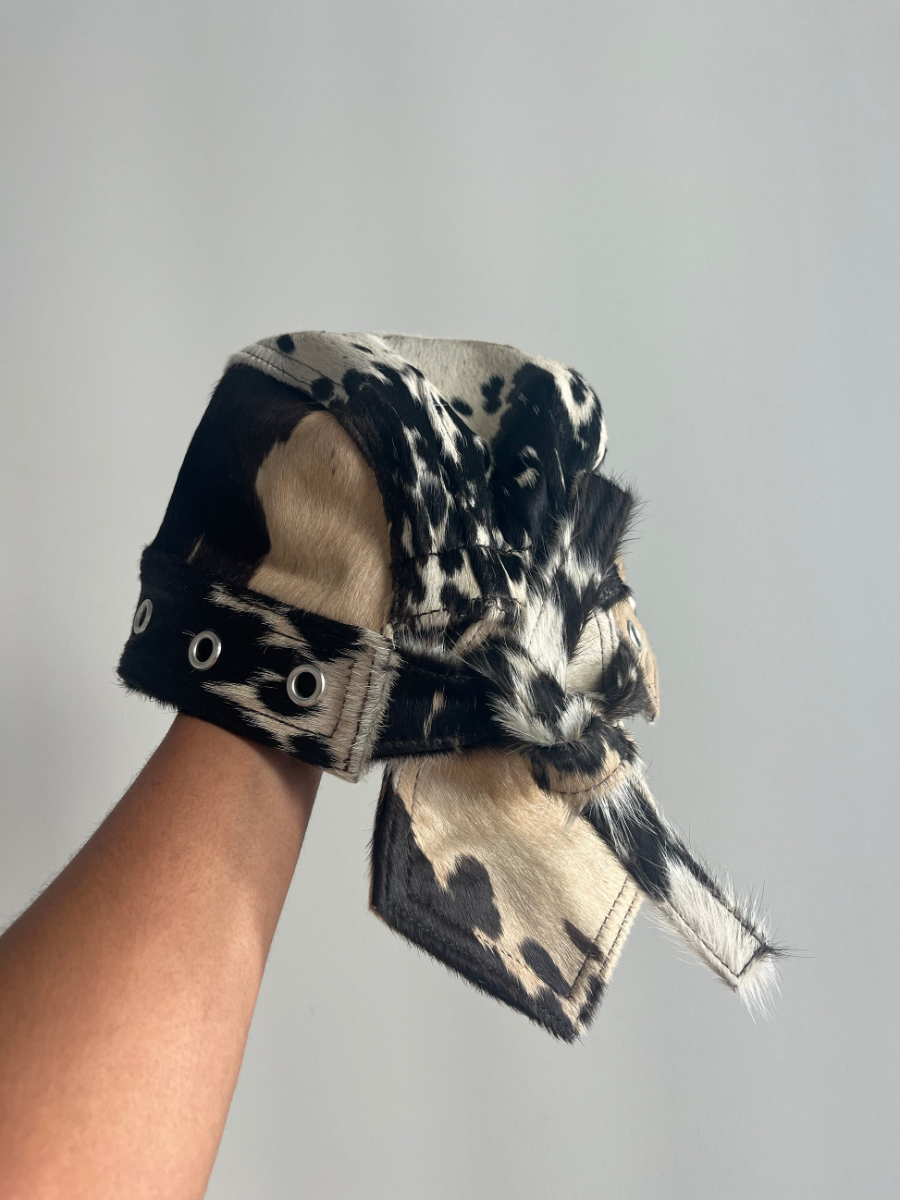 Imitation Cowhide Material Silver Eyelet Decorative Hat