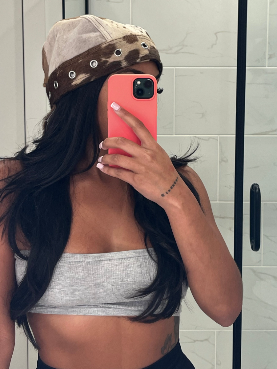 Imitation Cowhide Material Silver Eyelet Decorative Hat