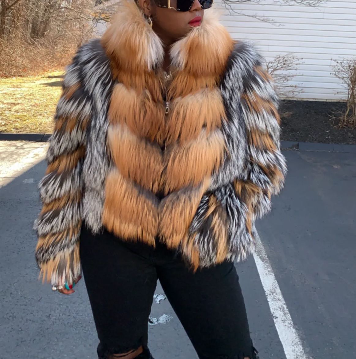 Silver Fox and Gold Fox Fur Jacket