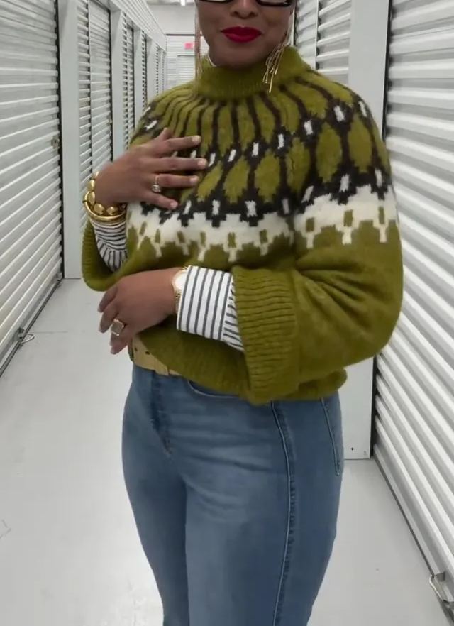 Crew Neck Colorblock Pullover Knitted Sweater