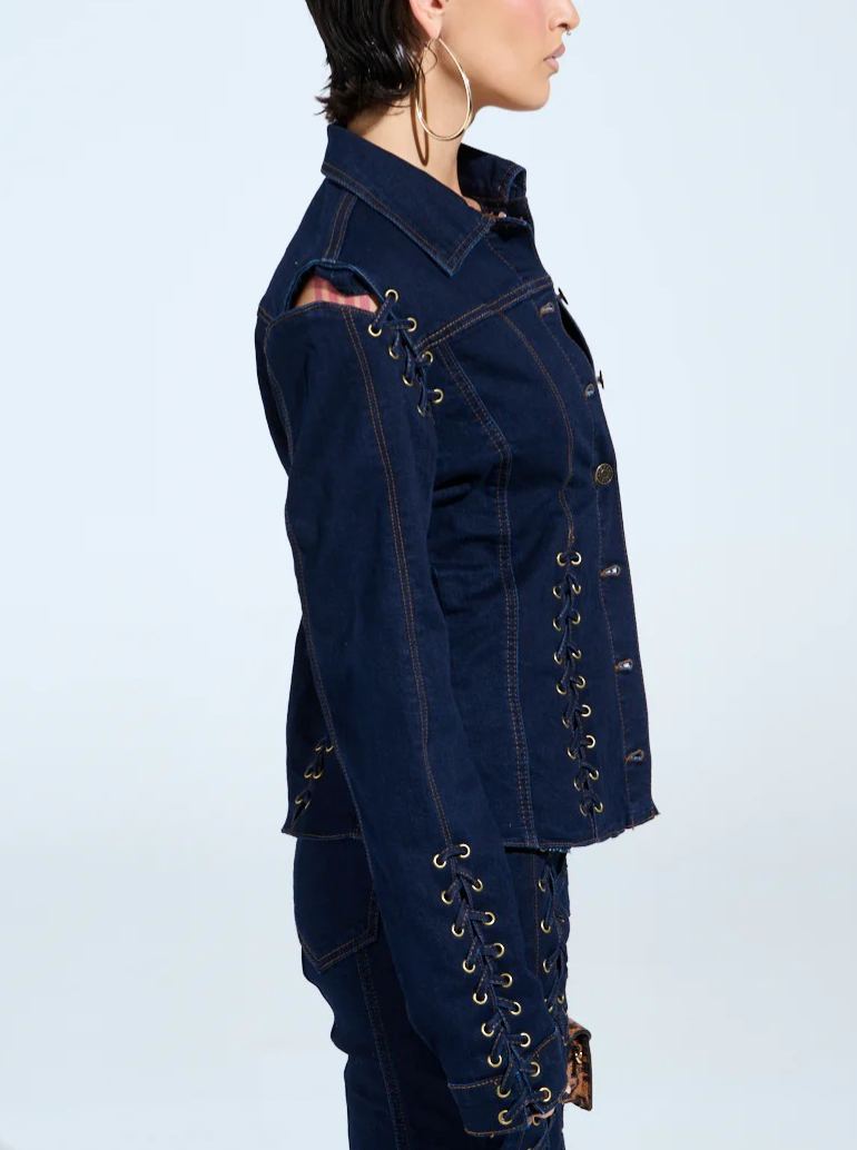 Drawstring Denim Jacket And Pants