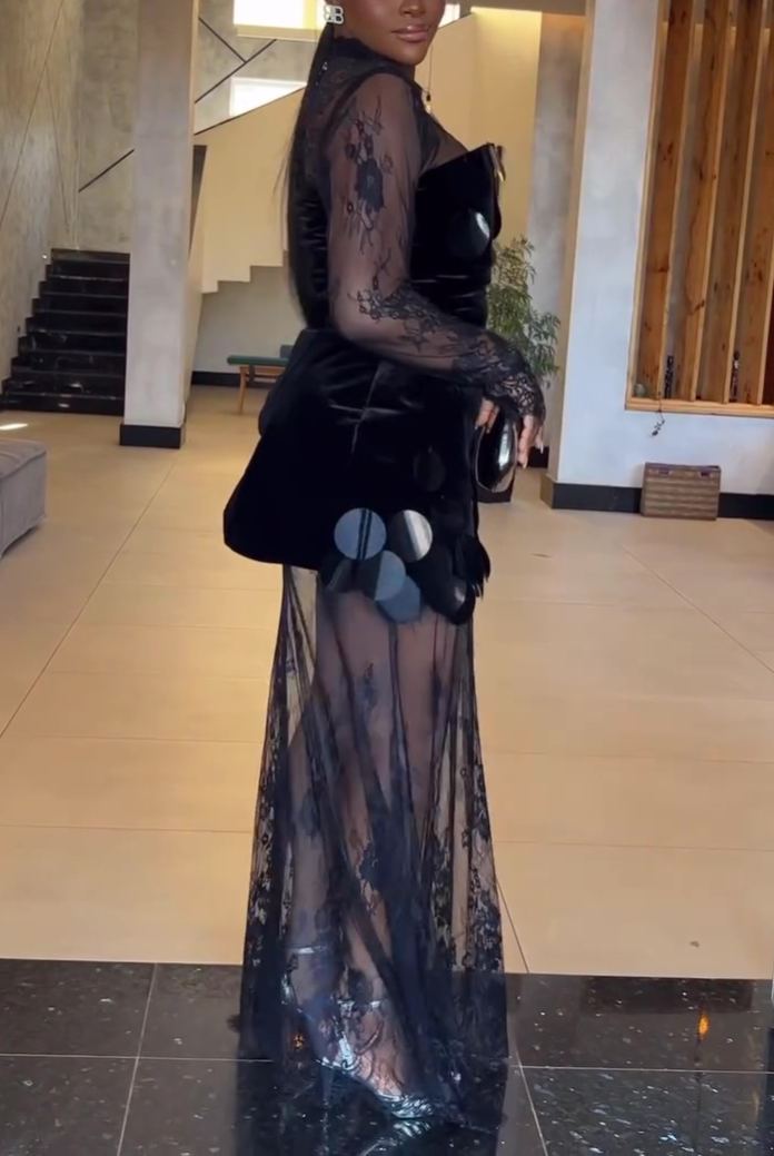 Elegant Sequined Lace Party Two Pieces Dress