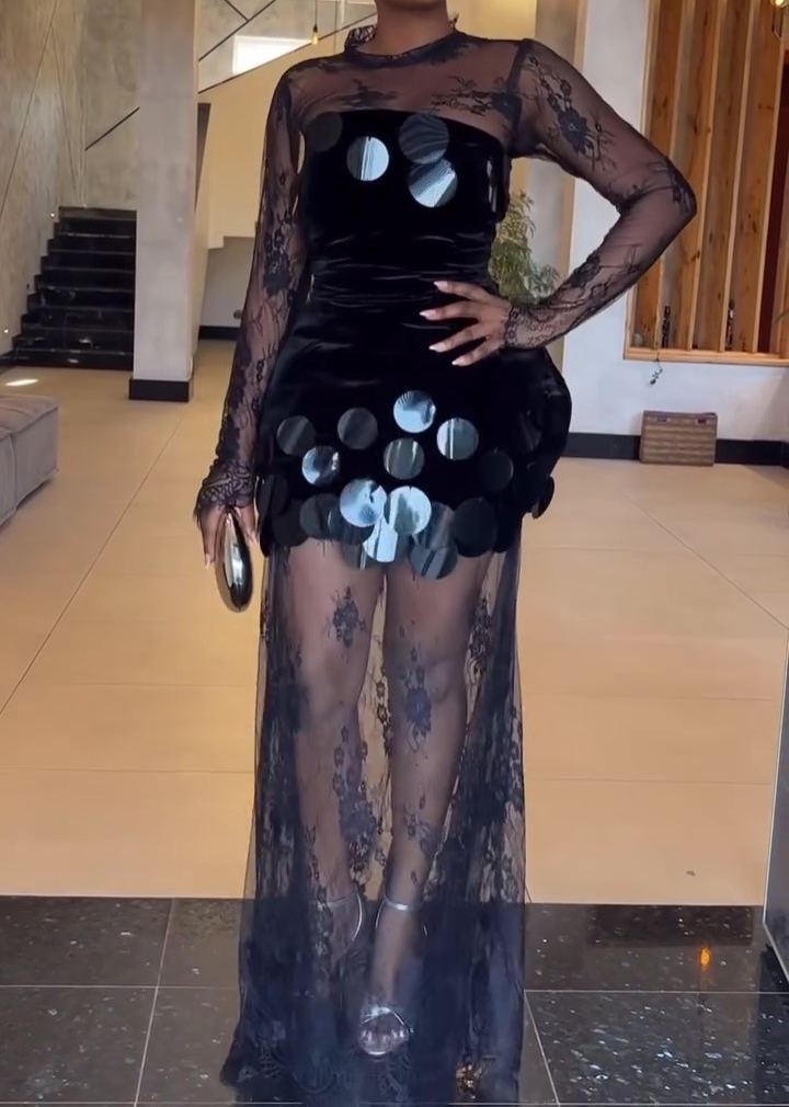 Elegant Sequined Lace Party Two Pieces Dress