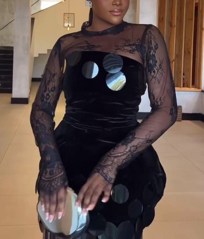 Elegant Sequined Lace Party Two Pieces Dress