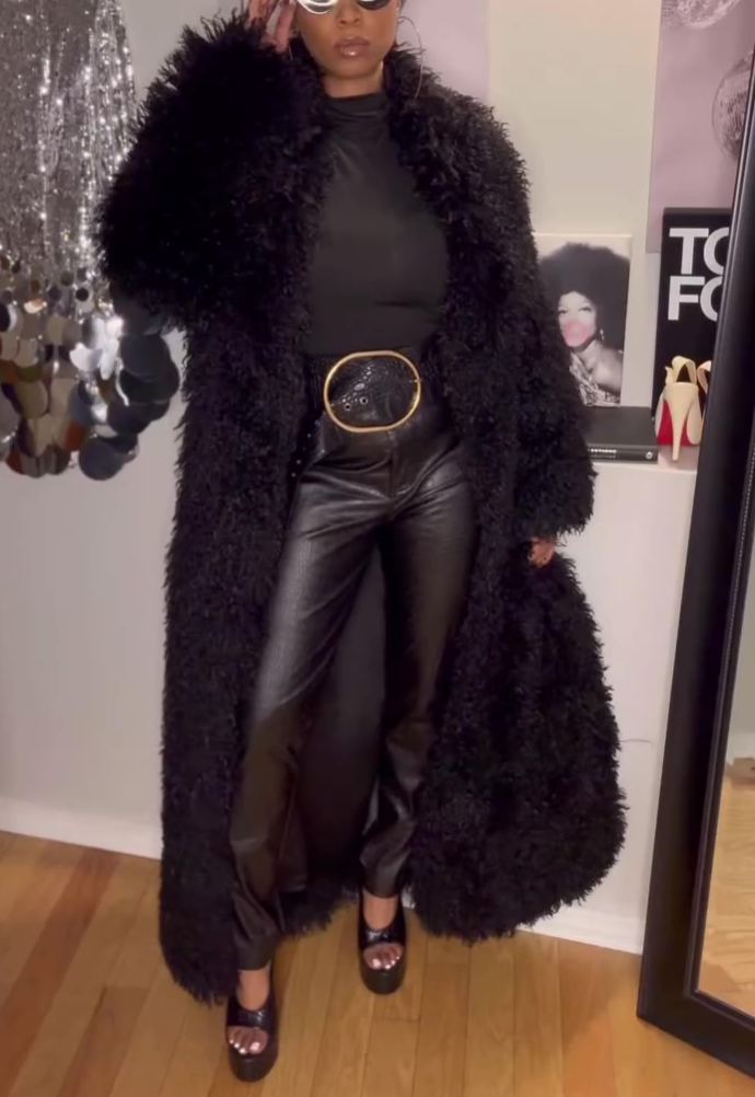 2025 New Collection Long Faux Fur Coat