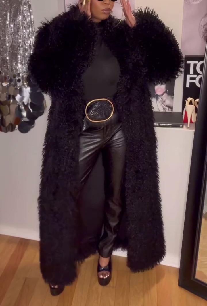 2025 New Collection Long Faux Fur Coat