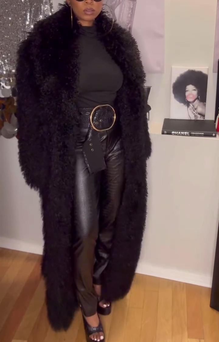 2025 New Collection Long Faux Fur Coat