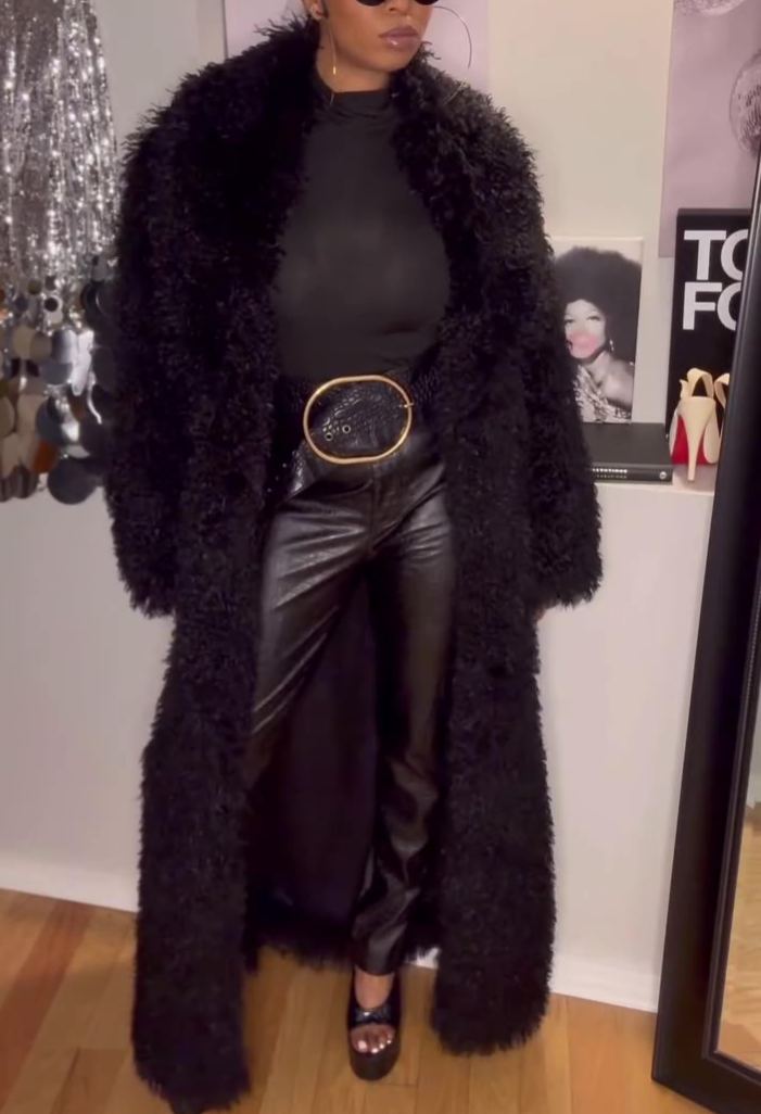 2025 New Collection Long Faux Fur Coat