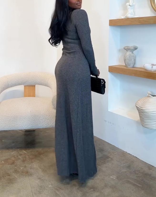 Knitted Split-sleeve Long-sleeved Two-piece Set