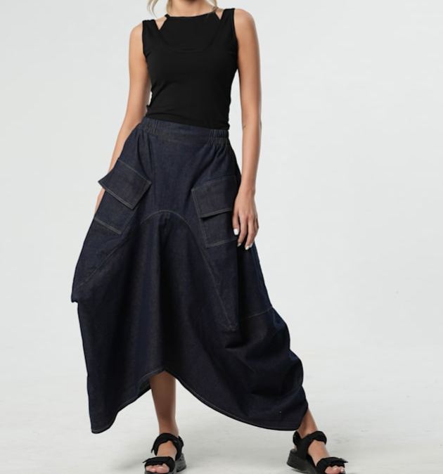 Denim Asymmetrical Skirt