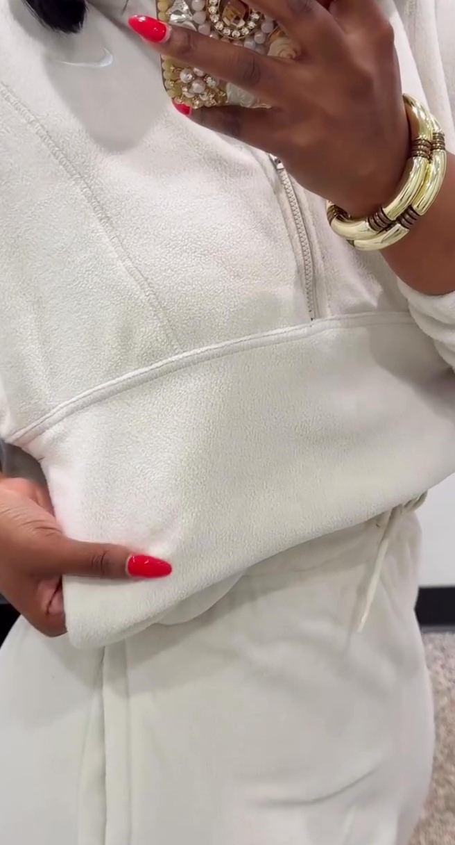 Solid Color Fleece Pullover Tracksuit