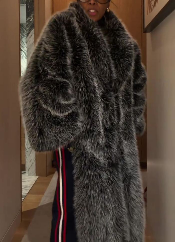 CROPPED FAUX MINK JACKET