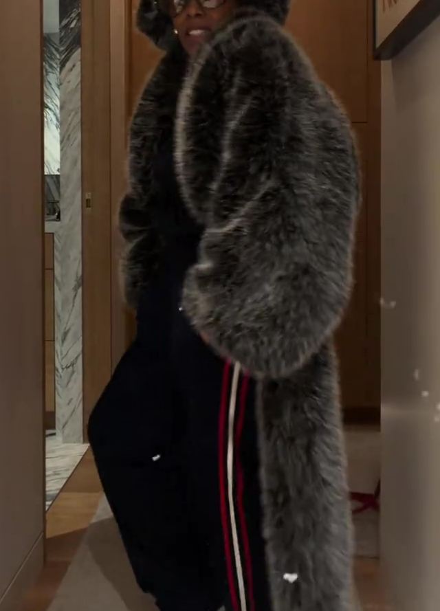 CROPPED FAUX MINK JACKET