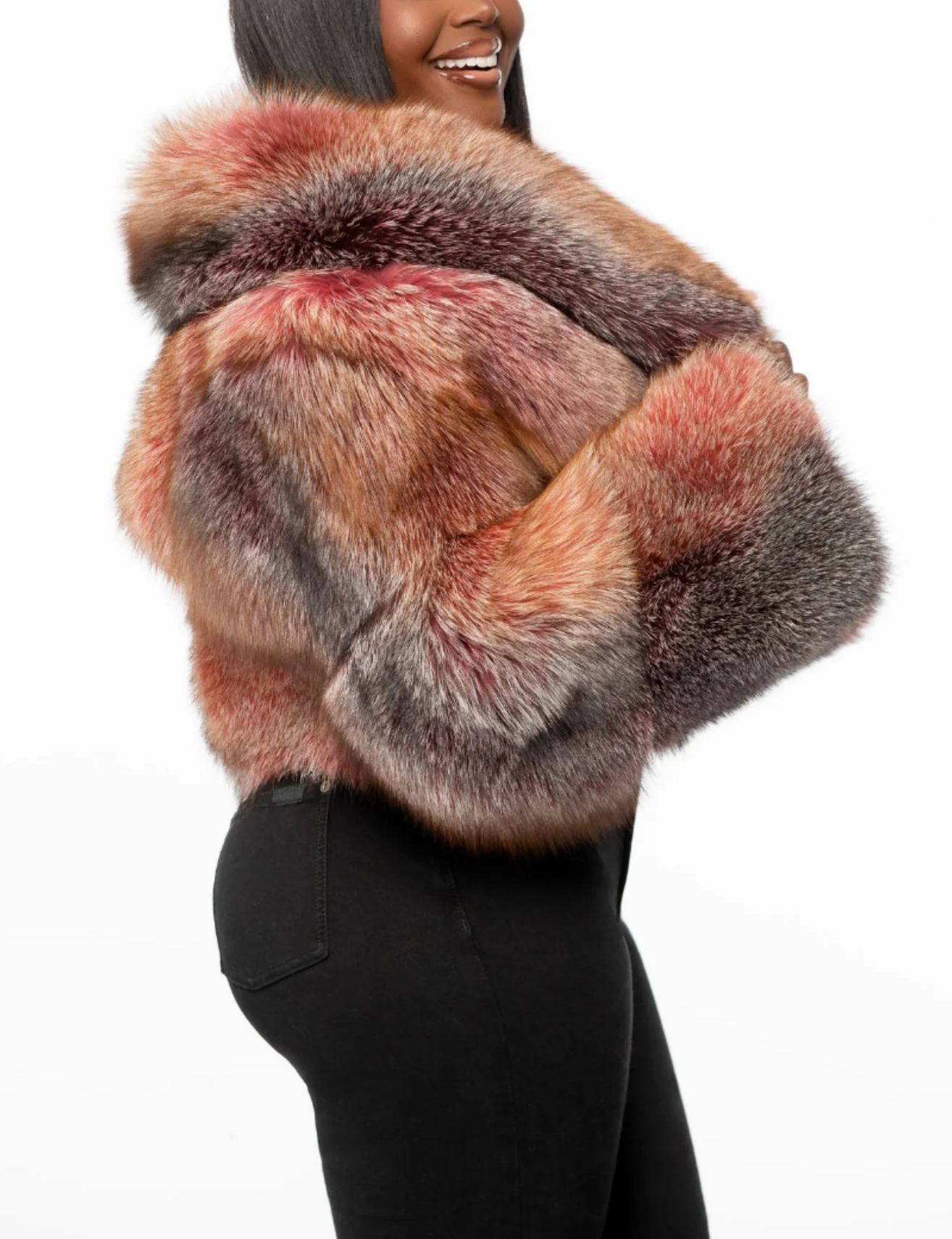 Cropped Fox Fur Jacket