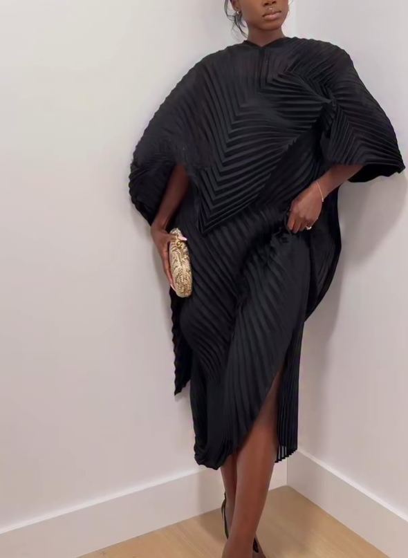 Irregularly Pleated Two-piece Set