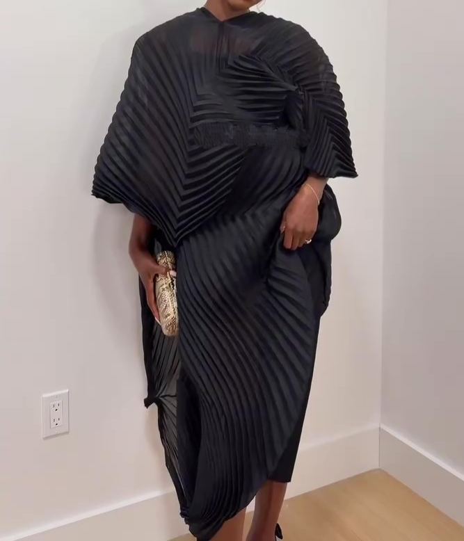 Irregularly Pleated Two-piece Set