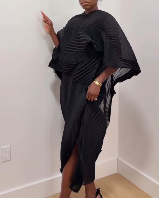 Irregularly Pleated Two-piece Set