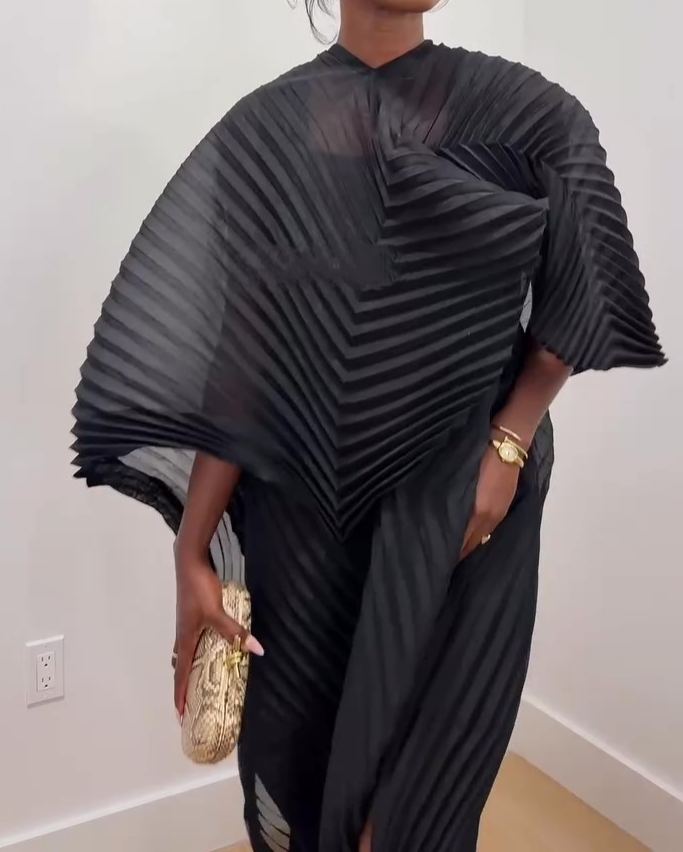 Irregularly Pleated Two-piece Set