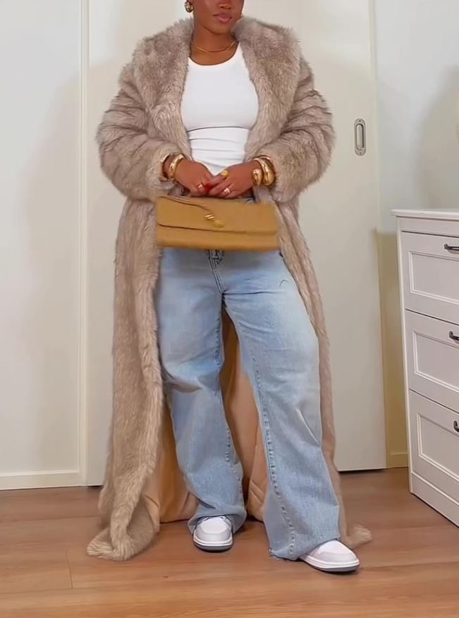 Faux Fox Fur Plush Coat