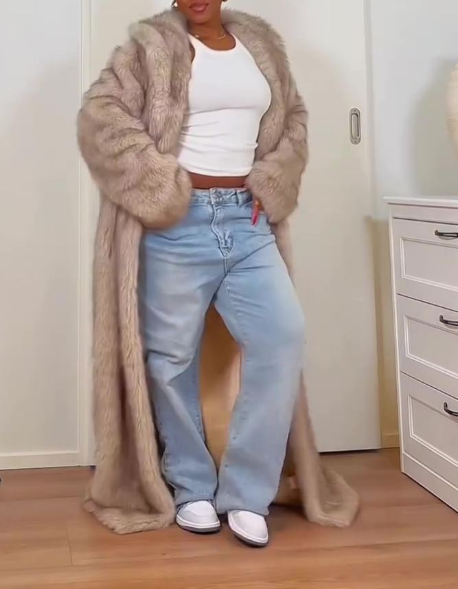 Faux Fox Fur Plush Coat