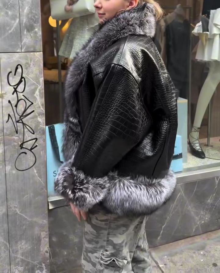 Faux Fur Patchwork Leather Jacket