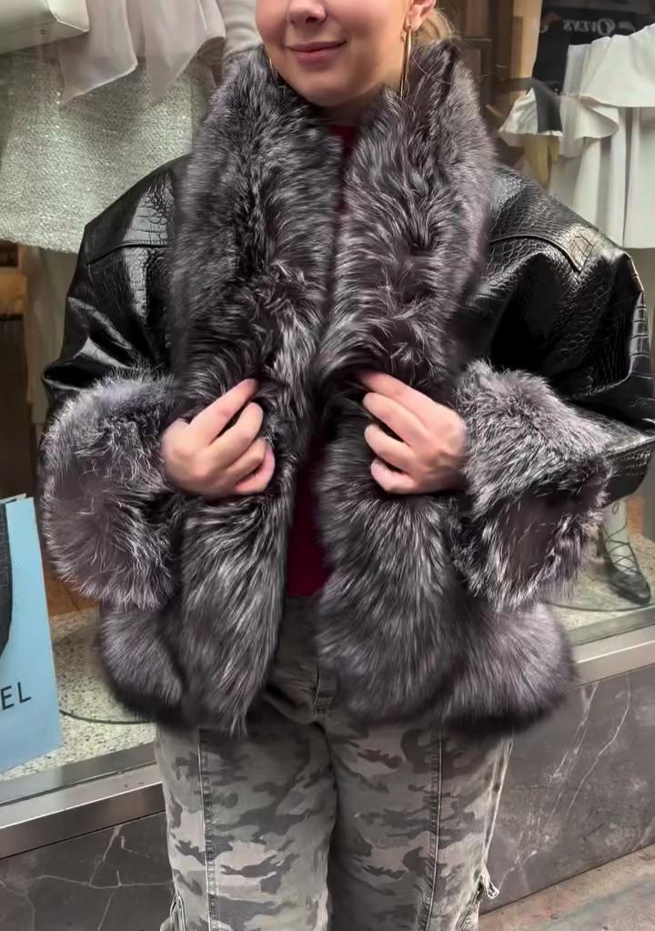 Faux Fur Patchwork Leather Jacket