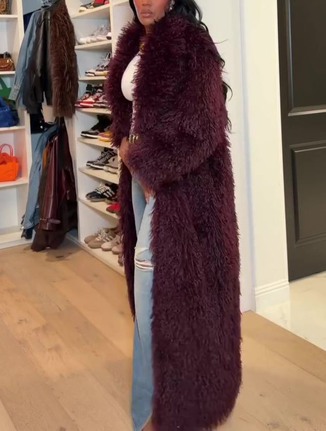 Long Faux Feather Coat