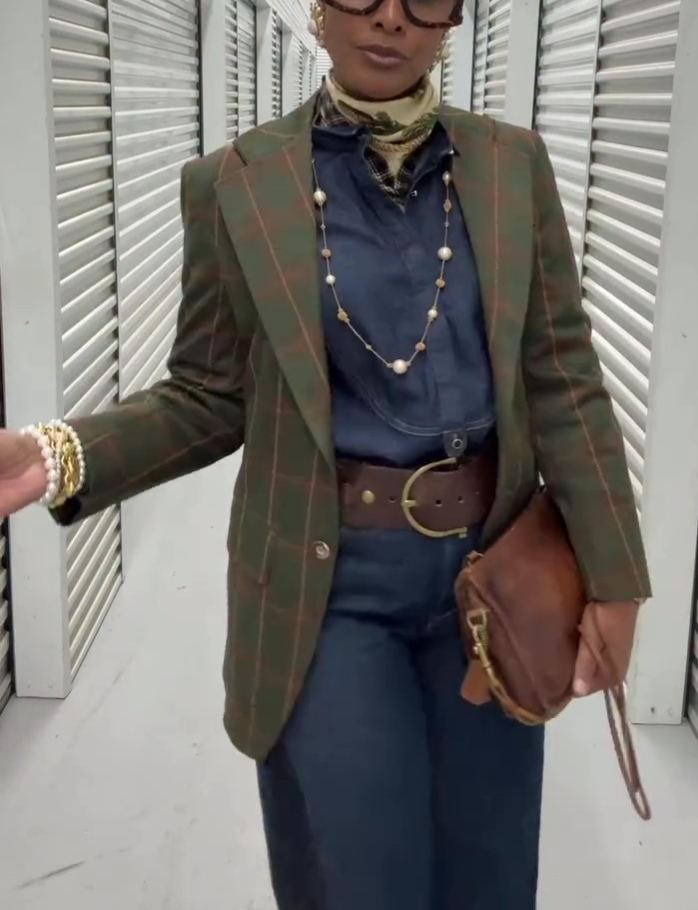 Vintage Plaid Checkered Blazer Jacket