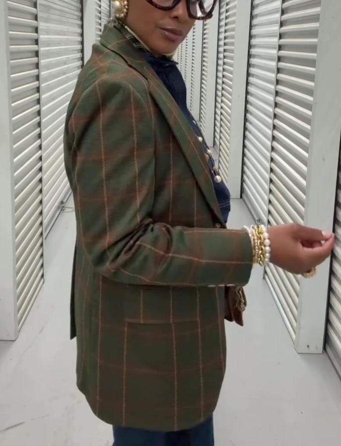 Vintage Plaid Checkered Blazer Jacket