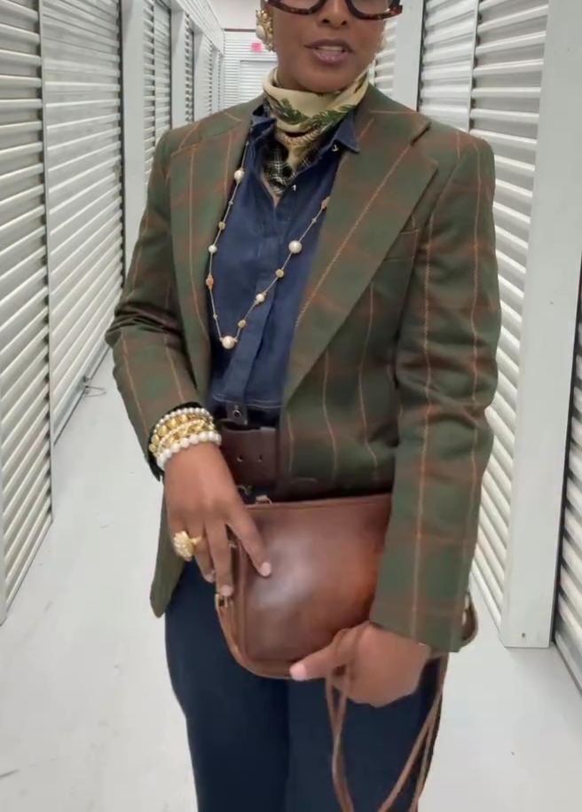 Vintage Plaid Checkered Blazer Jacket