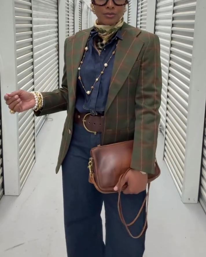 Vintage Plaid Checkered Blazer Jacket