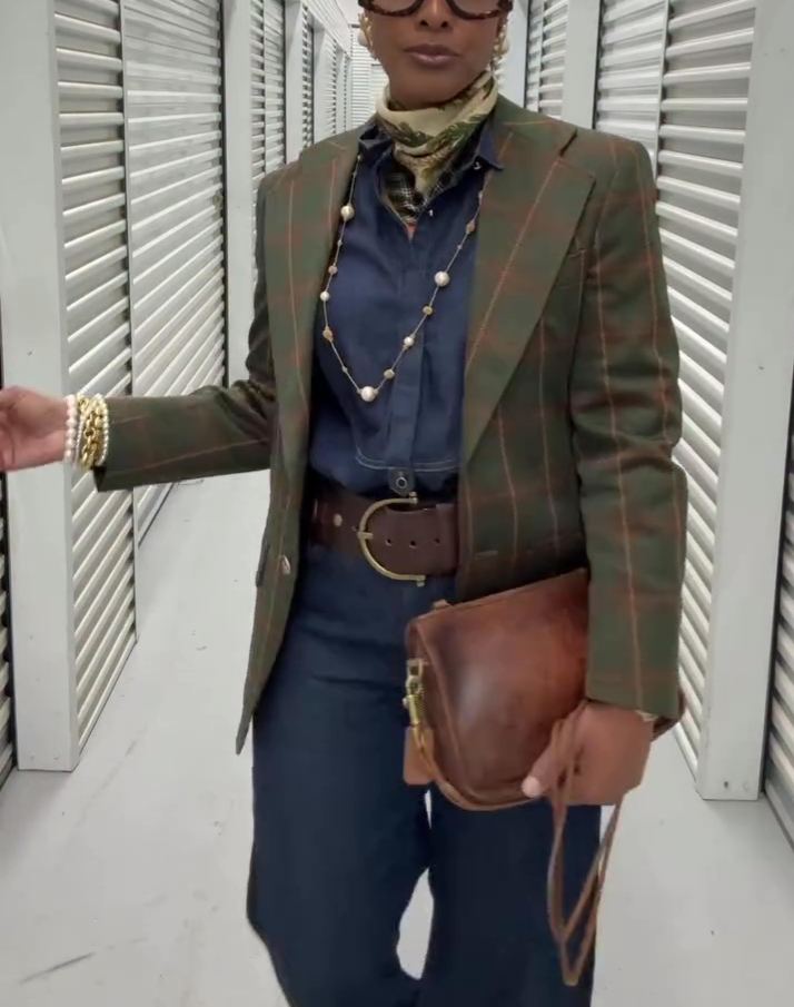 Vintage Plaid Checkered Blazer Jacket