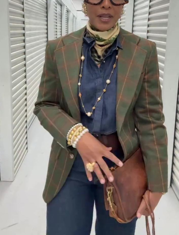 Vintage Plaid Checkered Blazer Jacket