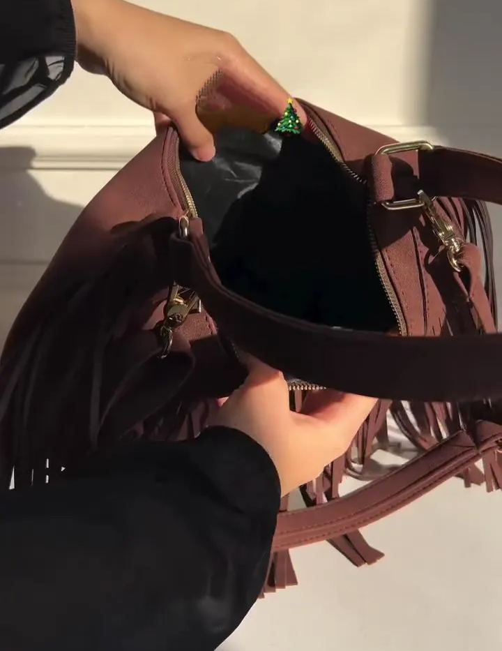 Suede Fringed Shoulder Bag