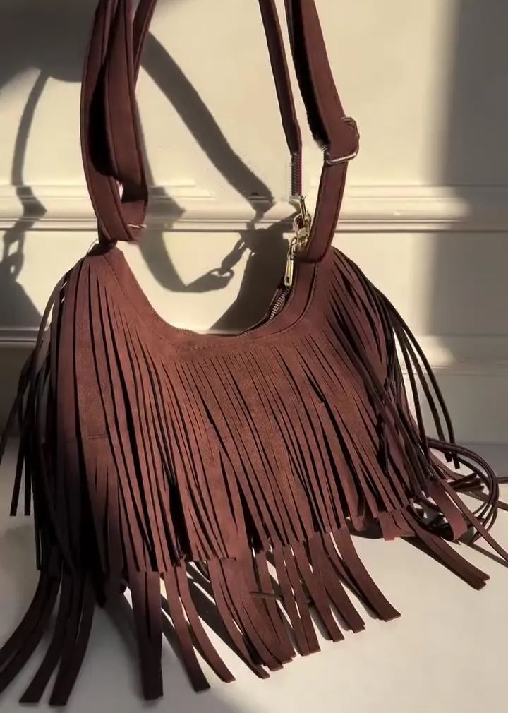 Suede Fringed Shoulder Bag