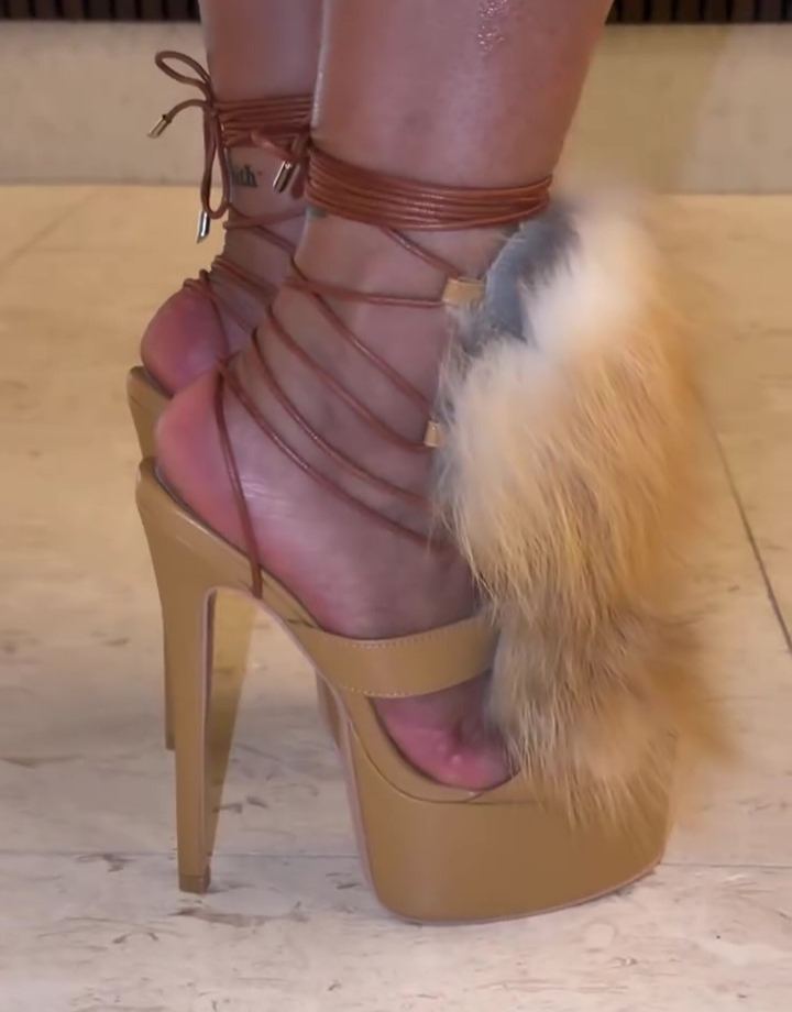 Furry Strappy High Heels
