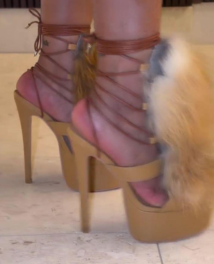 Furry Strappy High Heels