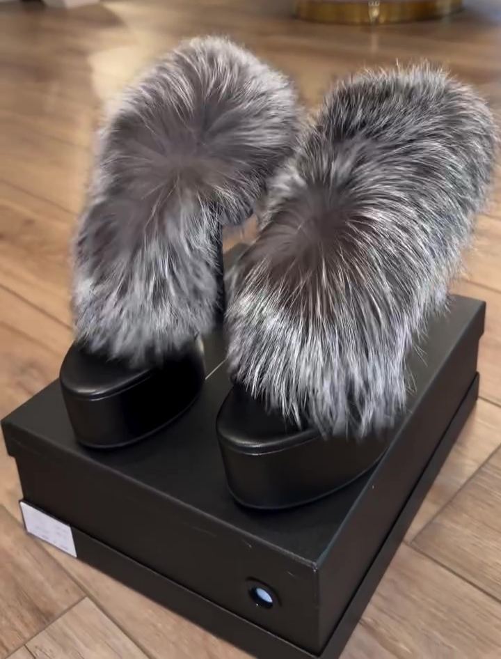 Furry Strappy High Heels