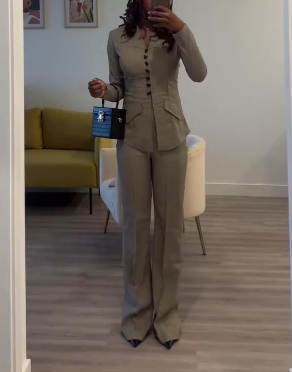 Women's solid color two-piece set