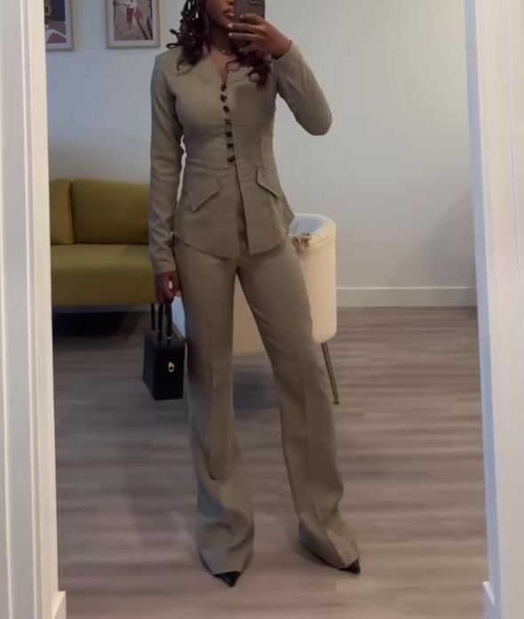 Women's solid color two-piece set