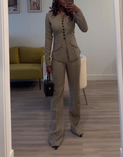 Women's solid color two-piece set