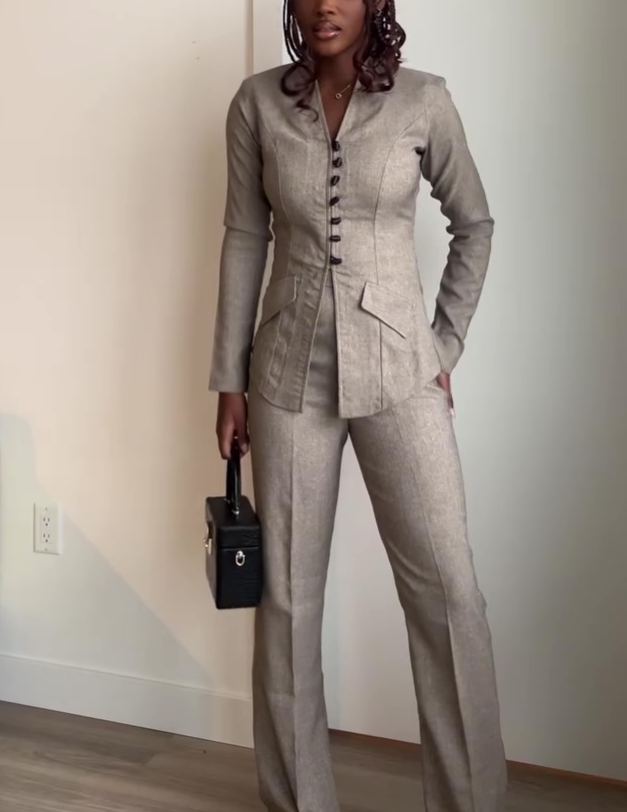 Women's solid color two-piece set